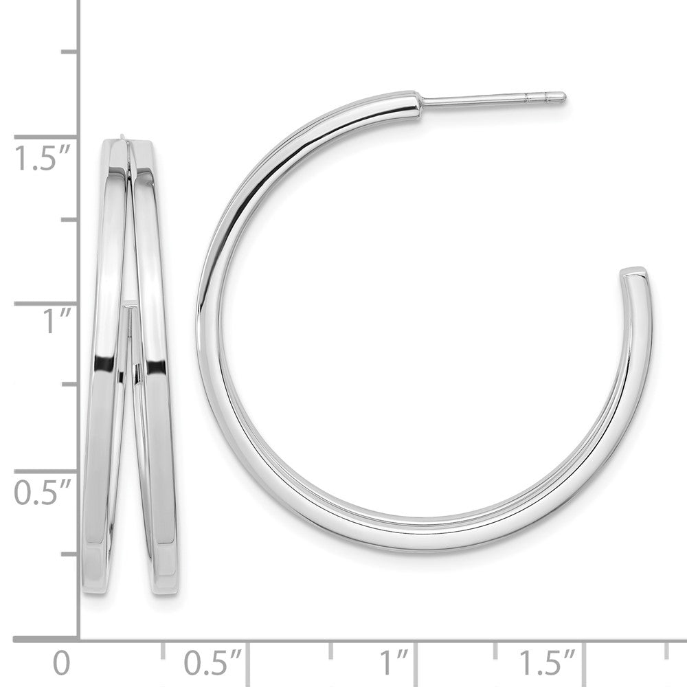 Sterlingsilber Rhodiniert Split Design Creole Ohrstecker