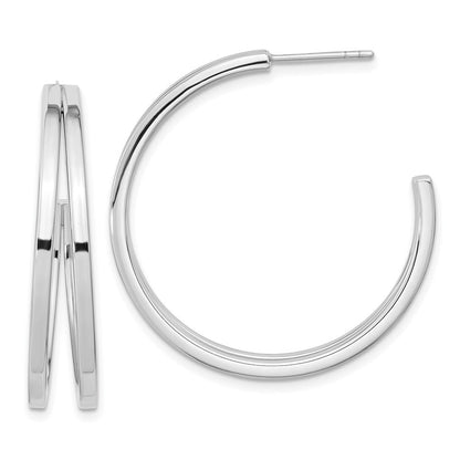 Sterlingsilber Rhodiniert Split Design Creole Ohrstecker