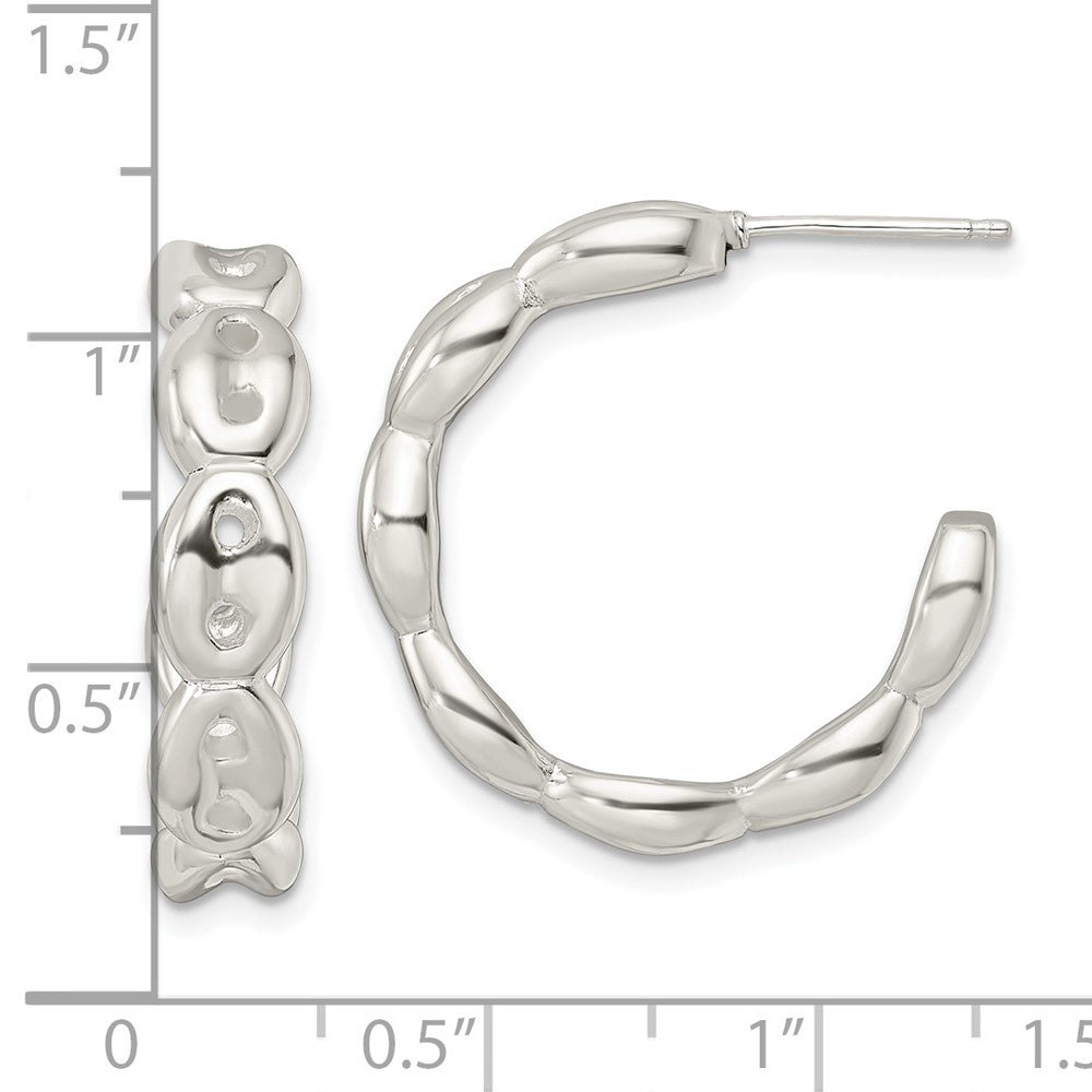 Sterlingsilber Poliert Gewellt C-hoop Ohrstecker