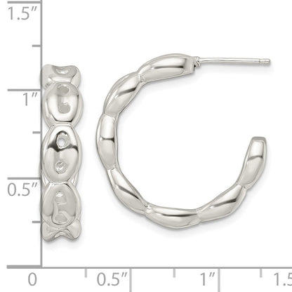 Sterlingsilber Poliert Gewellt C-hoop Ohrstecker