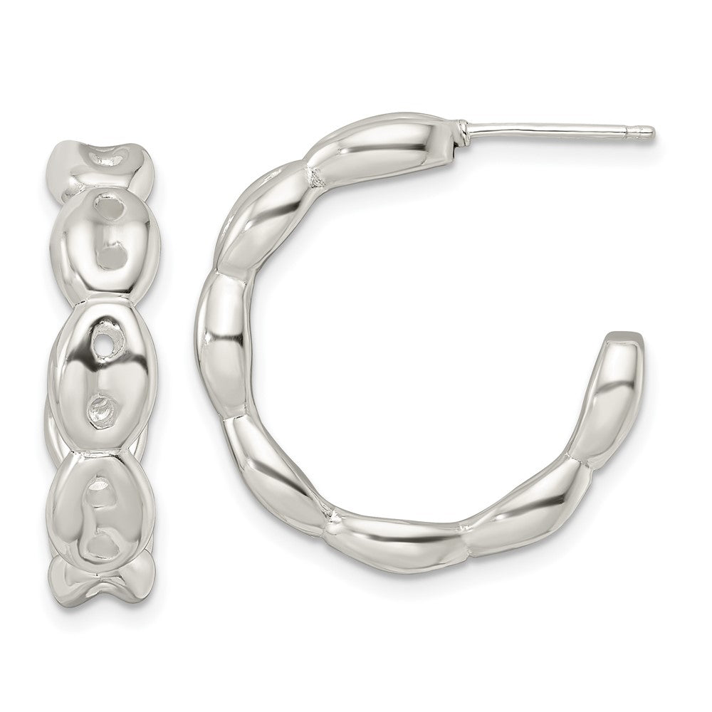 Sterlingsilber Poliert Gewellt C-hoop Ohrstecker