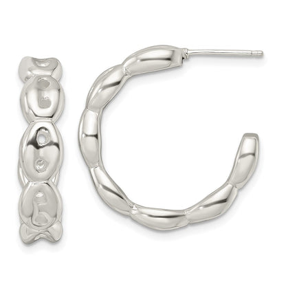 Sterlingsilber Poliert Gewellt C-hoop Ohrstecker
