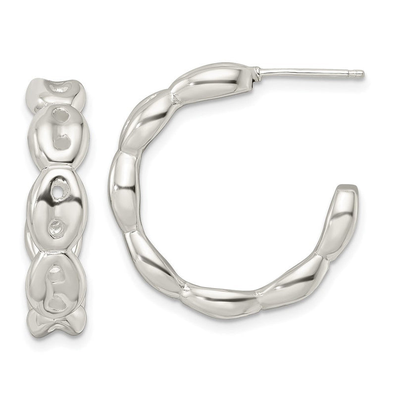 Sterlingsilber Poliert Gewellt C-hoop Ohrstecker