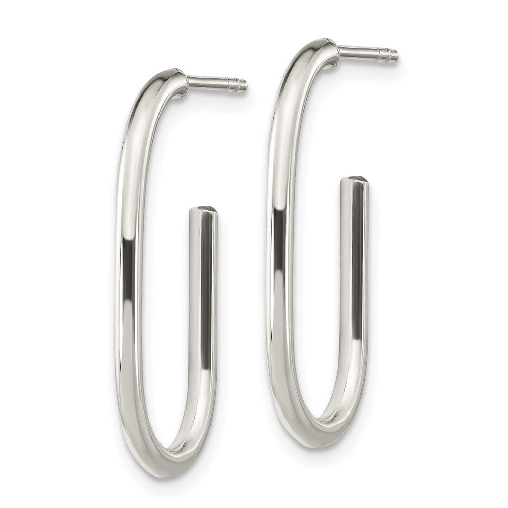 Sterlingsilber Poliert Oval J-hoop Ohrstecker
