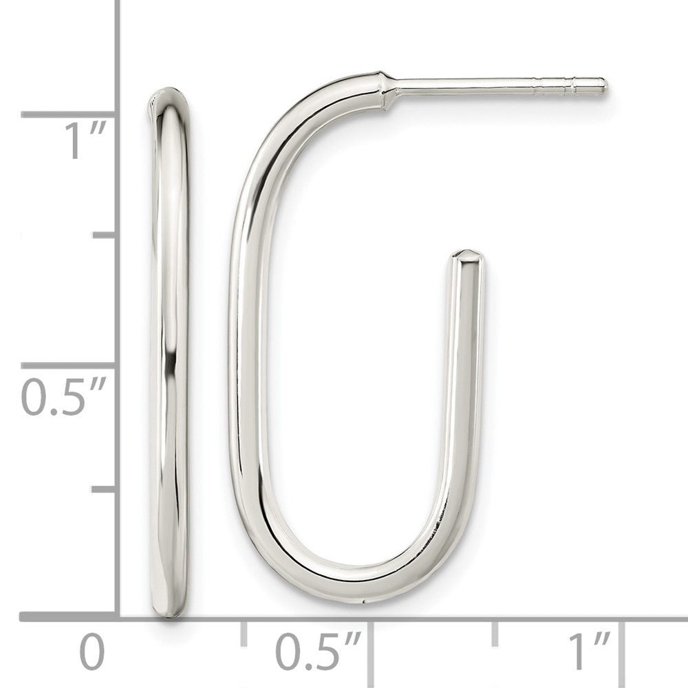Sterlingsilber Poliert Oval J-hoop Ohrstecker