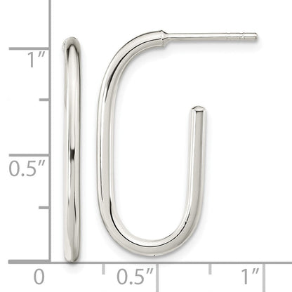 Sterlingsilber Poliert Oval J-hoop Ohrstecker