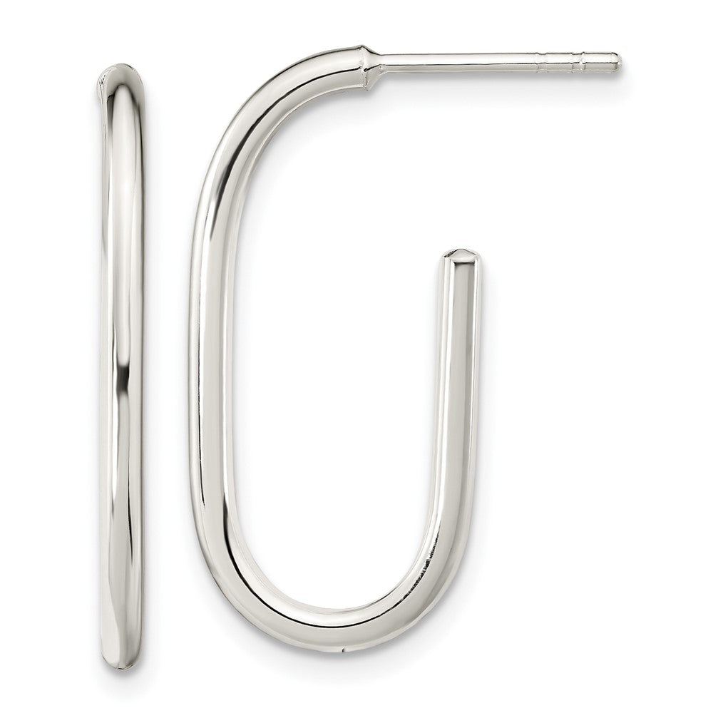 Sterlingsilber Poliert Oval J-hoop Ohrstecker