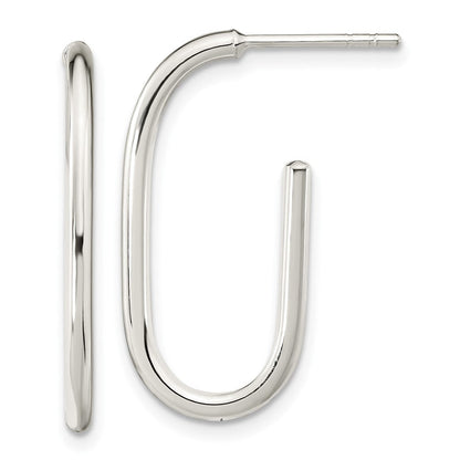 Sterlingsilber Poliert Oval J-hoop Ohrstecker