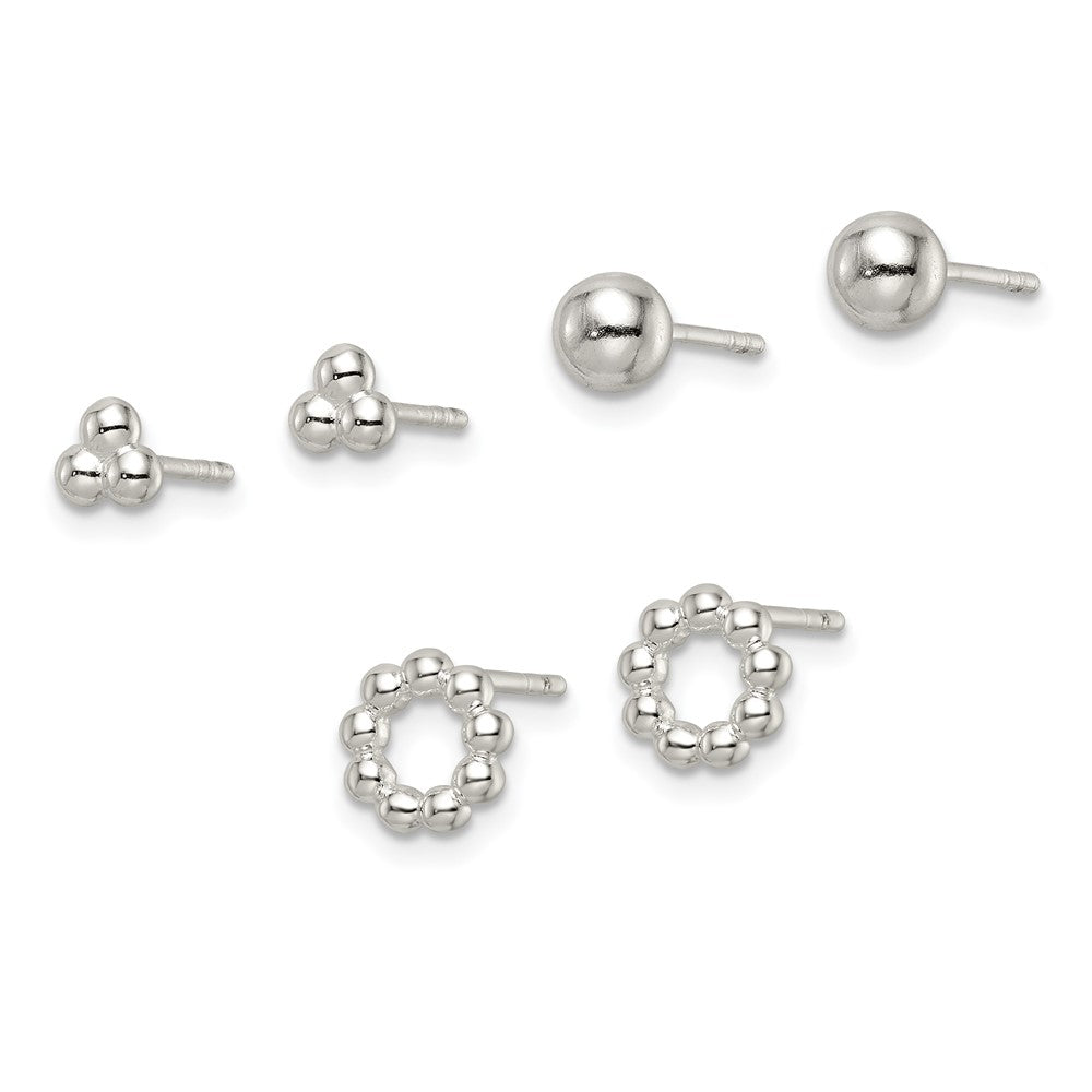 Sterlingsilber Gekugelt und Ohrstecker Stecker Ohrring Set