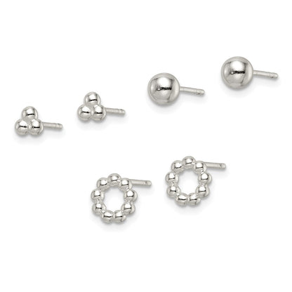 Sterlingsilber Gekugelt und Ohrstecker Stecker Ohrring Set