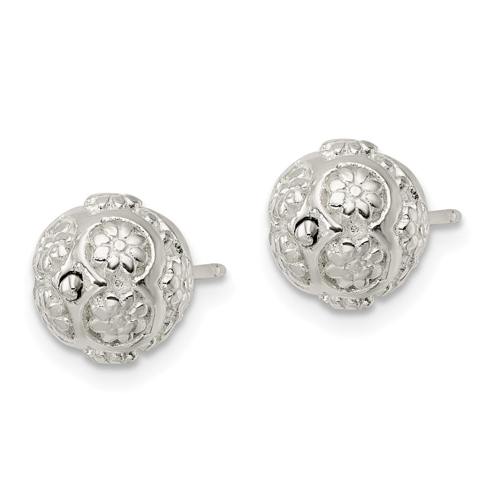 Sterlingsilber Poliert Blumen Kugel Ohrstecker
