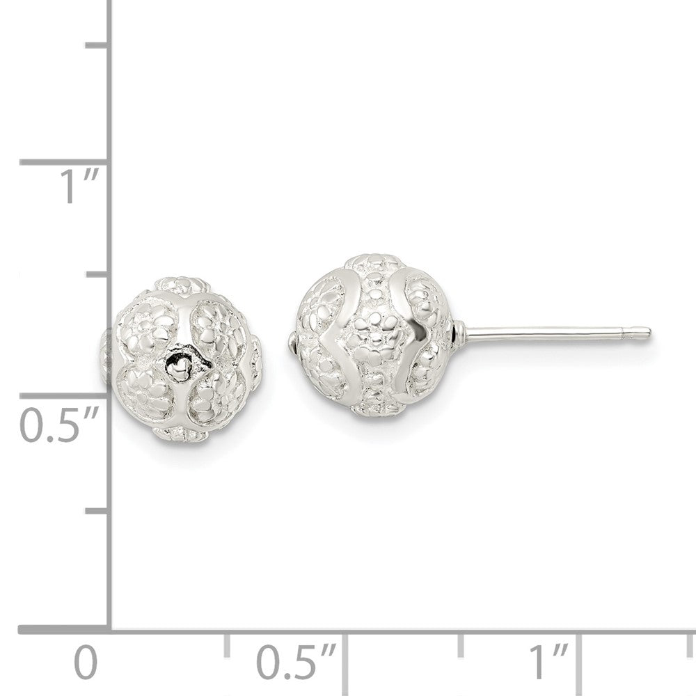 Sterlingsilber Poliert Blumen Kugel Ohrstecker