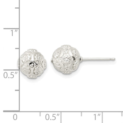 Sterlingsilber Poliert Blumen Kugel Ohrstecker