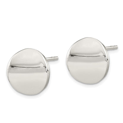 Sterlingsilber Poliert Flach Kreis Ohrstecker