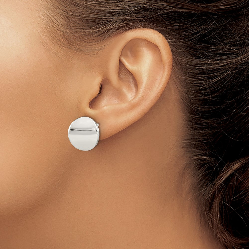 Sterlingsilber Poliert Flach Kreis Ohrstecker