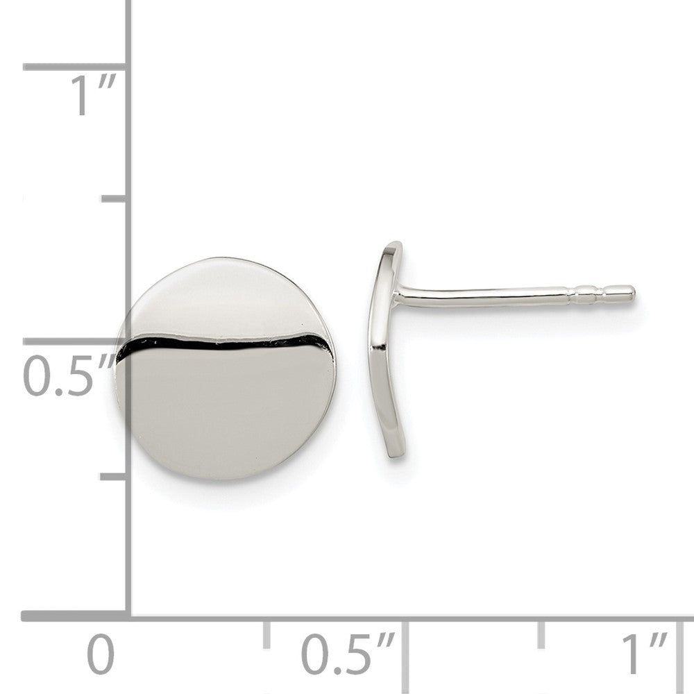Sterlingsilber Poliert Flach Kreis Ohrstecker