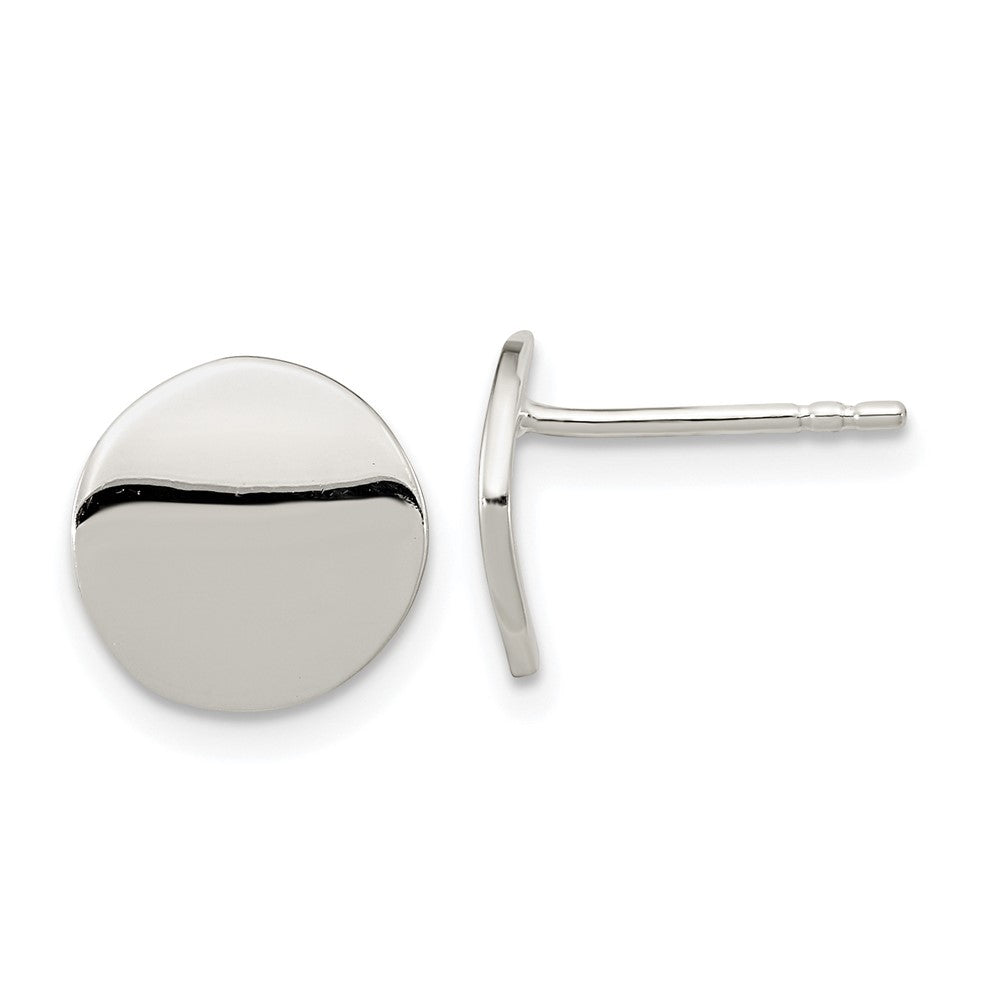Sterlingsilber Poliert Flach Kreis Ohrstecker