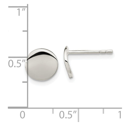 Sterlingsilber Poliert Flach Kreis Ohrstecker