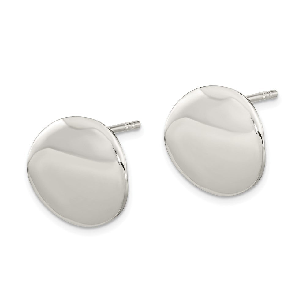 Sterlingsilber Poliert 12mm Flach Kreis Ohrstecker