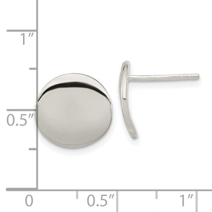 Sterlingsilber Poliert 12mm Flach Kreis Ohrstecker