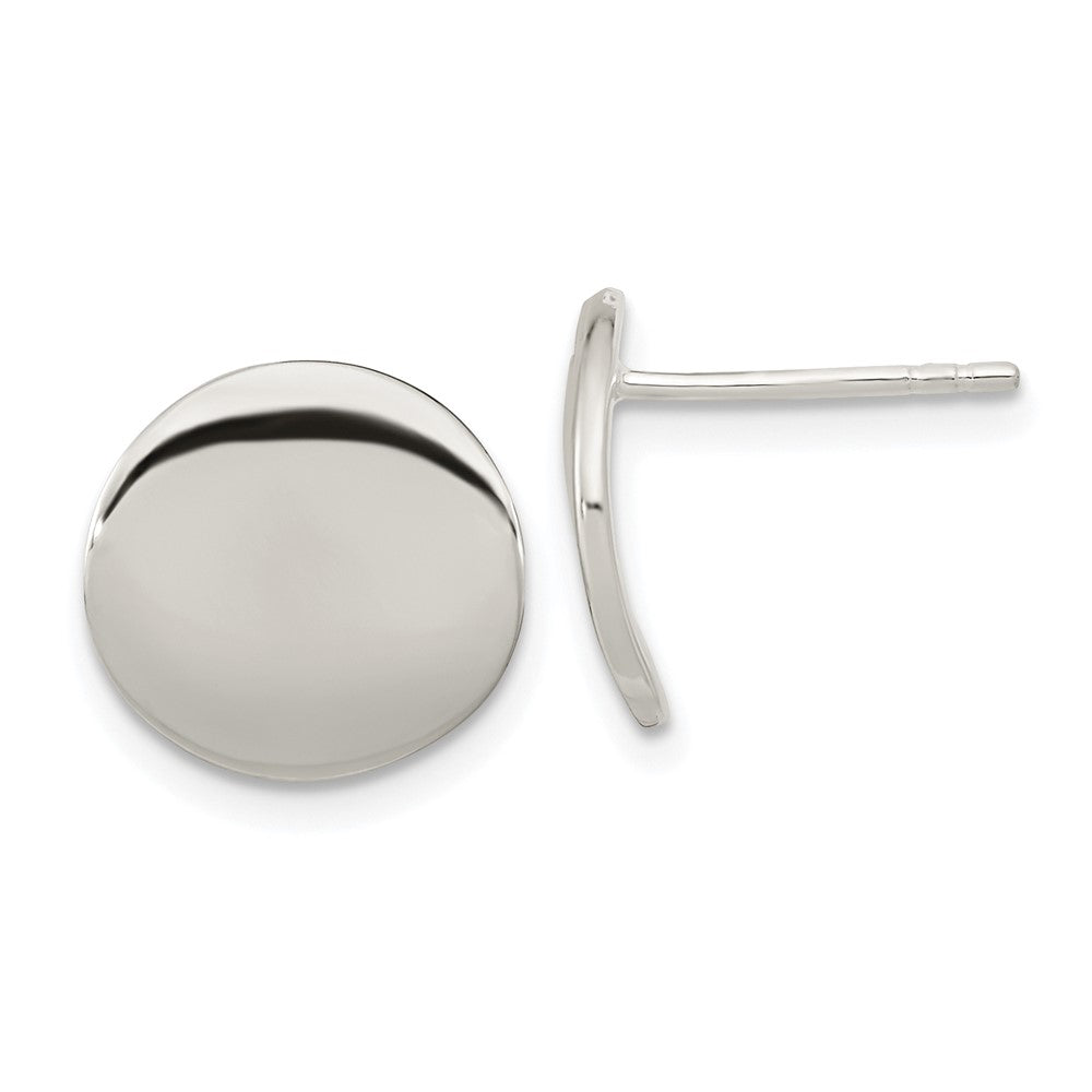 Sterlingsilber Poliert 12mm Flach Kreis Ohrstecker