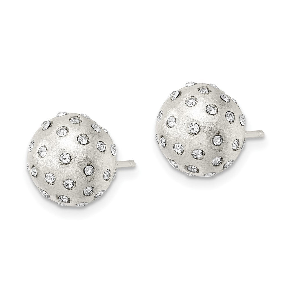 Sterlingsilber Satiniert Kristall Kugel Ohrstecker