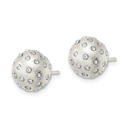 Sterlingsilber Satiniert Kristall Kugel Ohrstecker