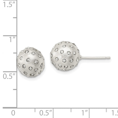 Sterlingsilber Satiniert Kristall Kugel Ohrstecker