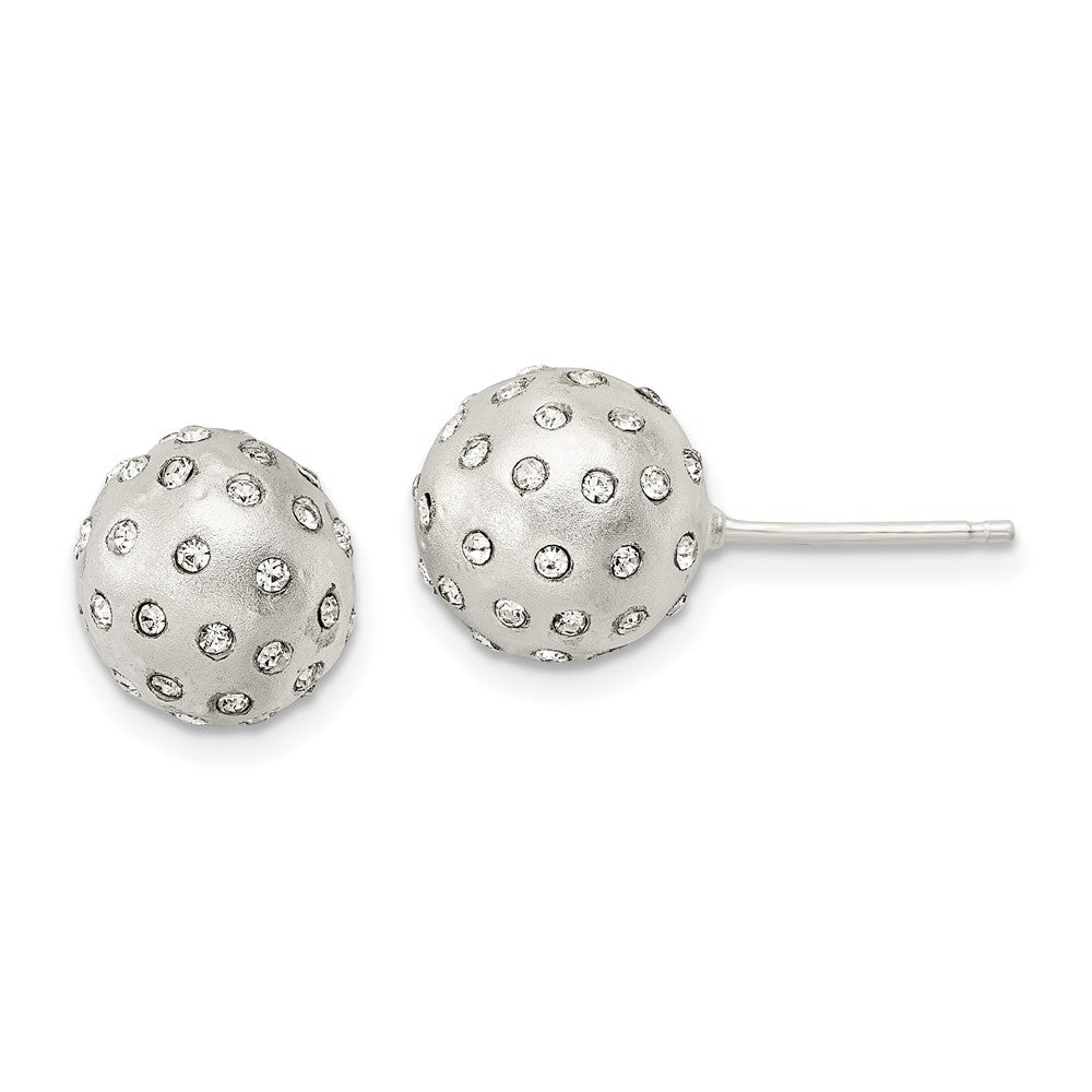 Sterlingsilber Satiniert Kristall Kugel Ohrstecker