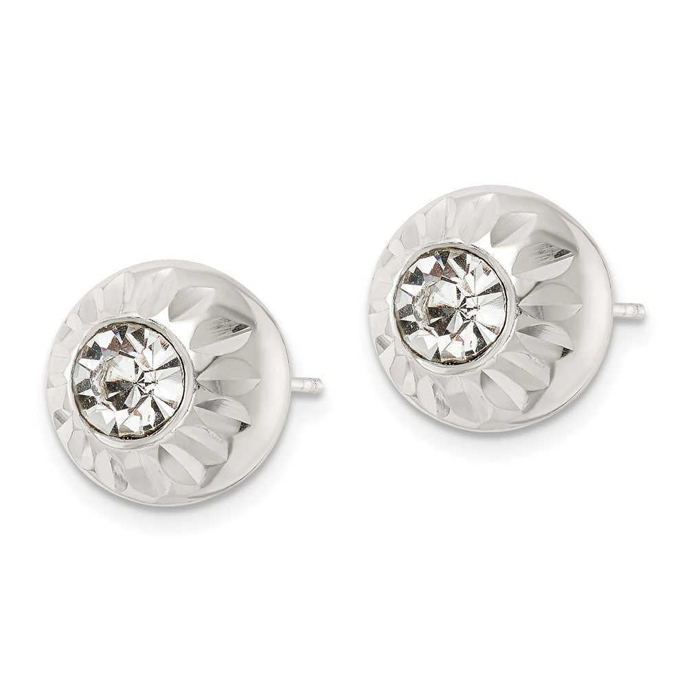 Sterlingsilber Poliert Diamantiert Kristall Kugel Ohrstecker
