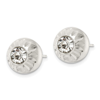 Sterlingsilber Poliert Diamantiert Kristall Kugel Ohrstecker
