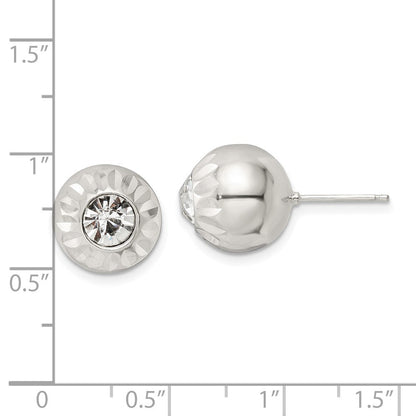 Sterlingsilber Poliert Diamantiert Kristall Kugel Ohrstecker