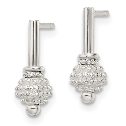 Sterlingsilber Strukturiert Kugel Hängend Ohrstecker