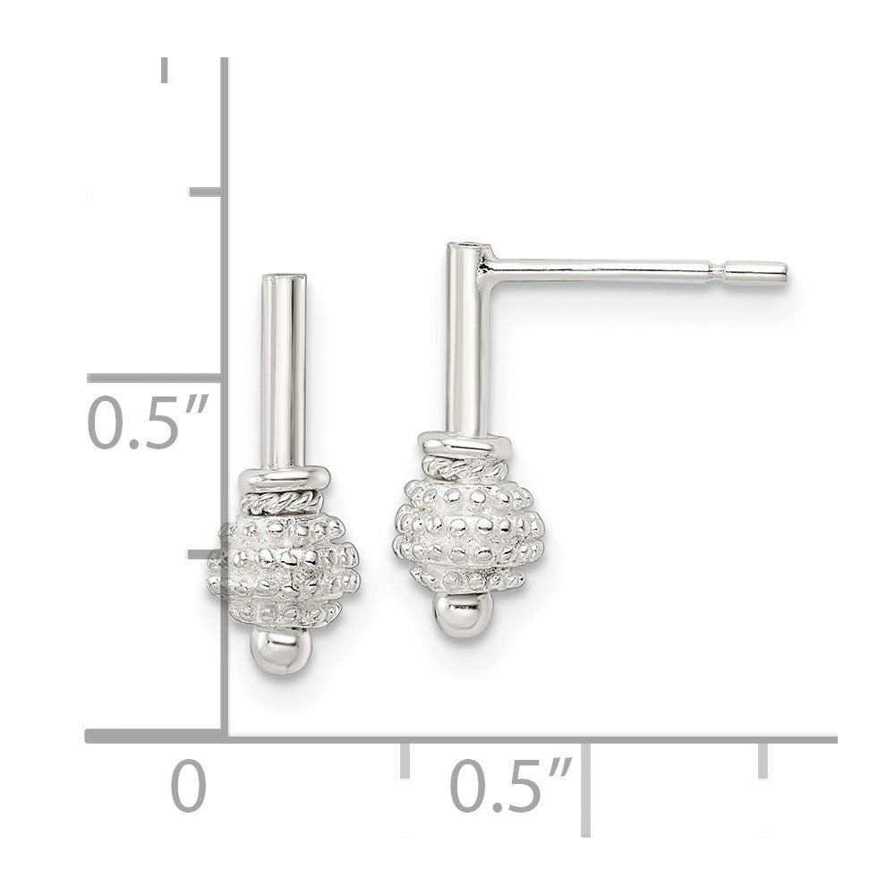 Sterlingsilber Strukturiert Kugel Hängend Ohrstecker