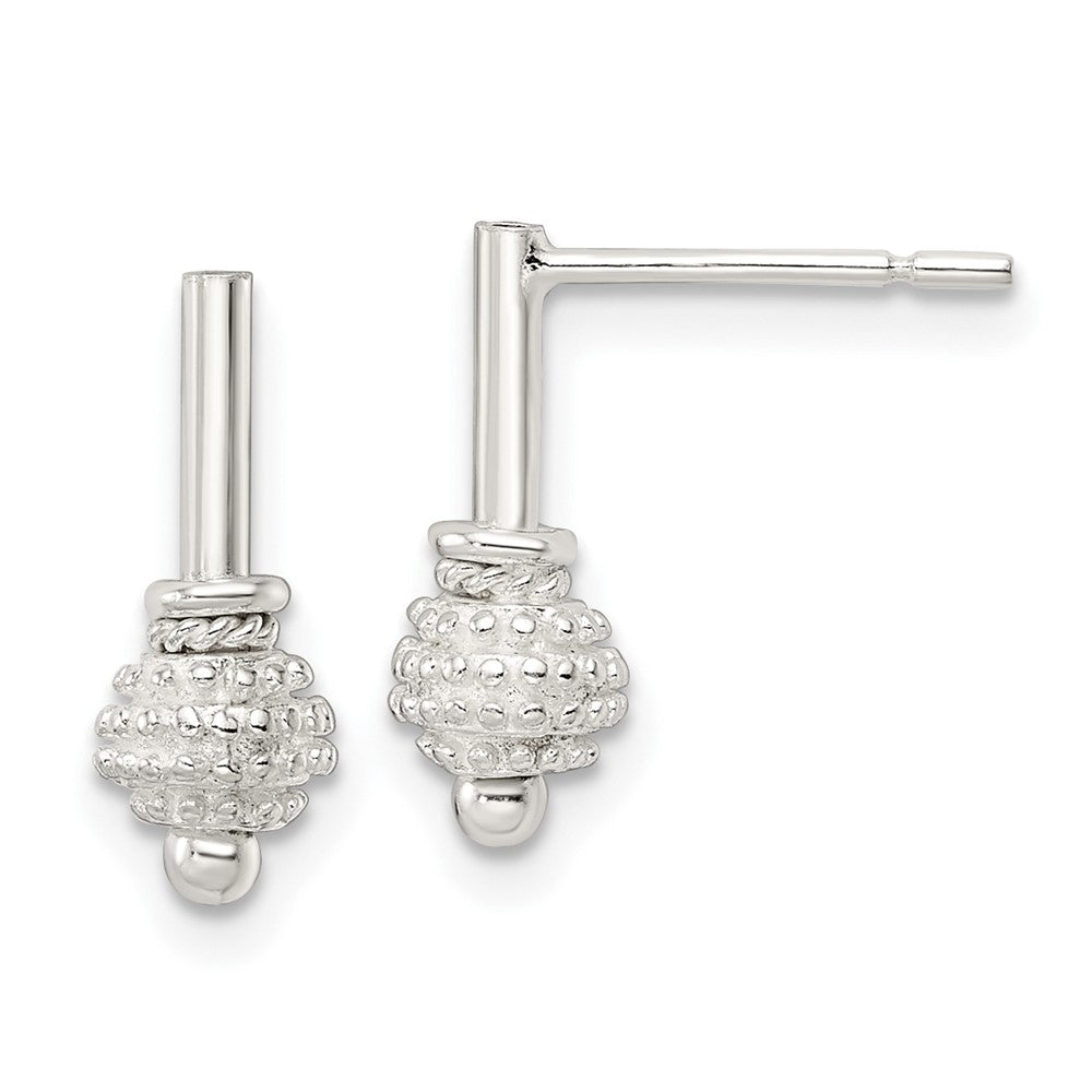 Sterlingsilber Strukturiert Kugel Hängend Ohrstecker