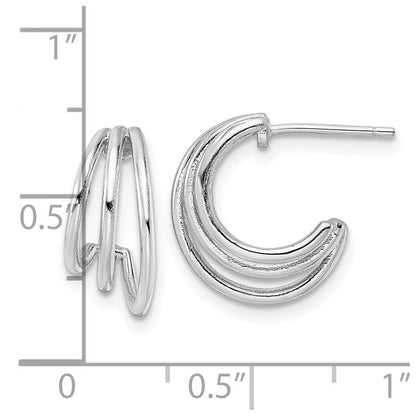 Sterlingsilber Rhodiniert Poliert J-hoop Ohrstecker