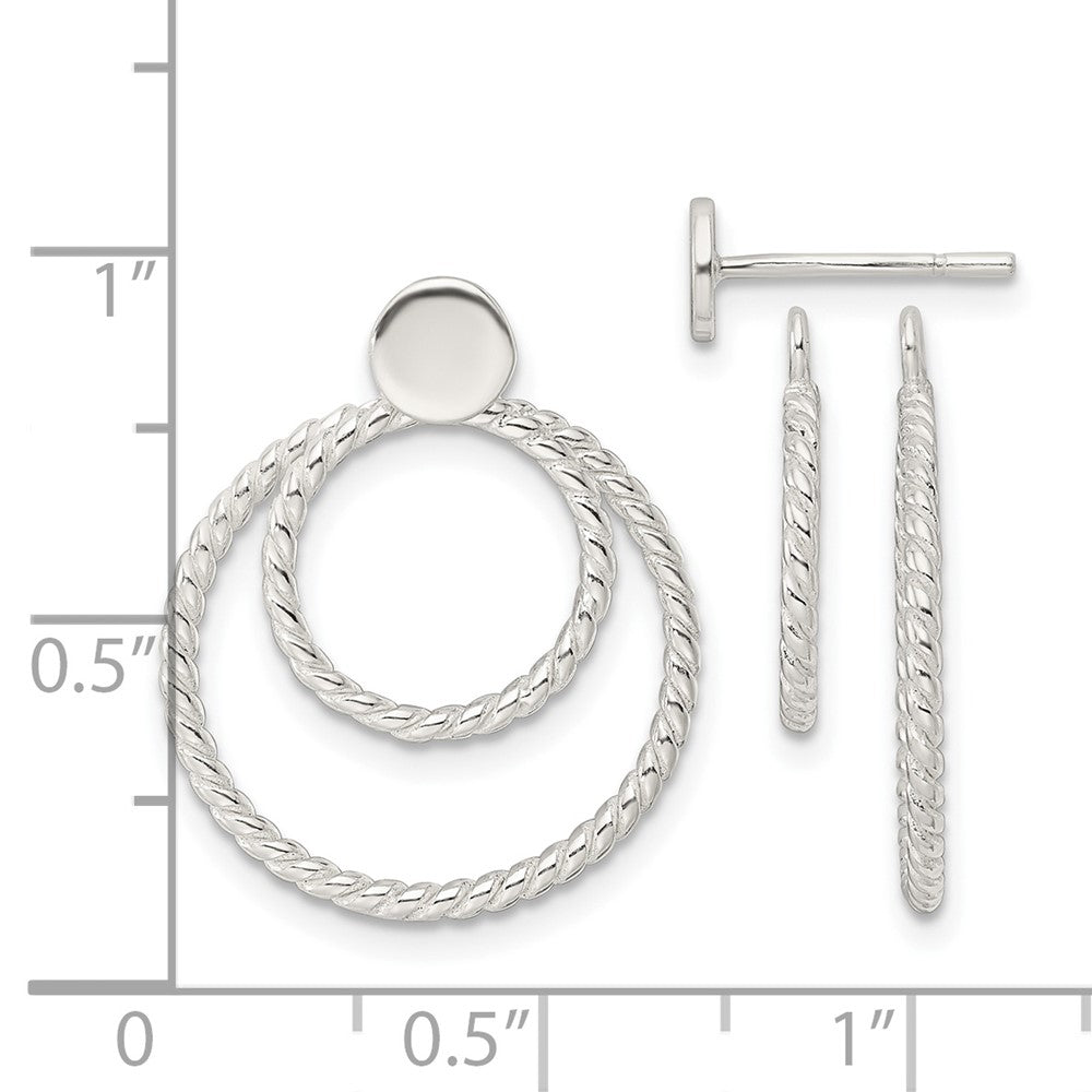 Sterlingsilber mit 2 Kreis Jacken Knopf Ohrstecker
