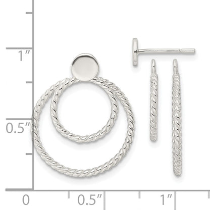 Sterlingsilber mit 2 Kreis Jacken Knopf Ohrstecker