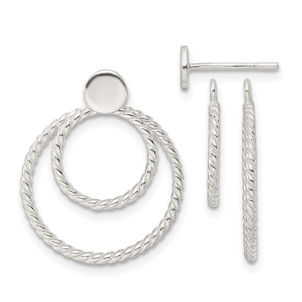 Sterlingsilber mit 2 Kreis Jacken Knopf Ohrstecker
