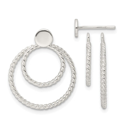 Sterlingsilber mit 2 Kreis Jacken Knopf Ohrstecker