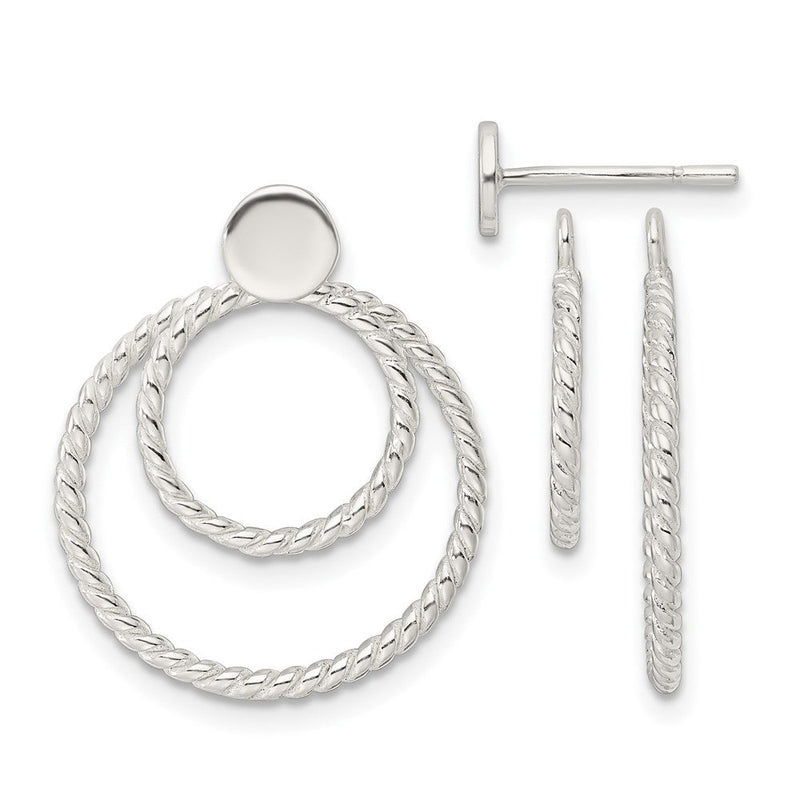 Sterlingsilber mit 2 Kreis Jacken Knopf Ohrstecker