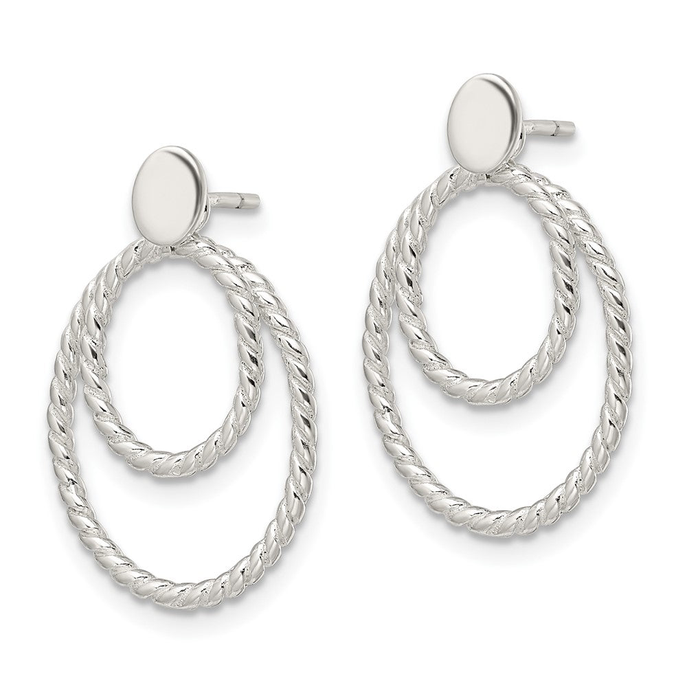 Sterlingsilber mit 2 Oval Jacken Knopf Ohrstecker