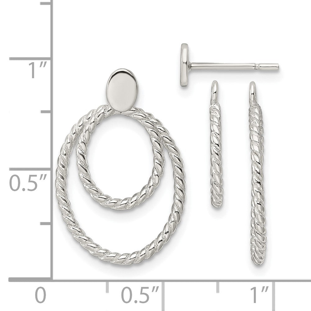 Sterlingsilber mit 2 Oval Jacken Knopf Ohrstecker