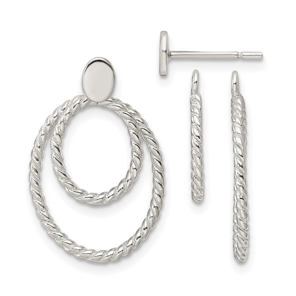 Sterlingsilber mit 2 Oval Jacken Knopf Ohrstecker