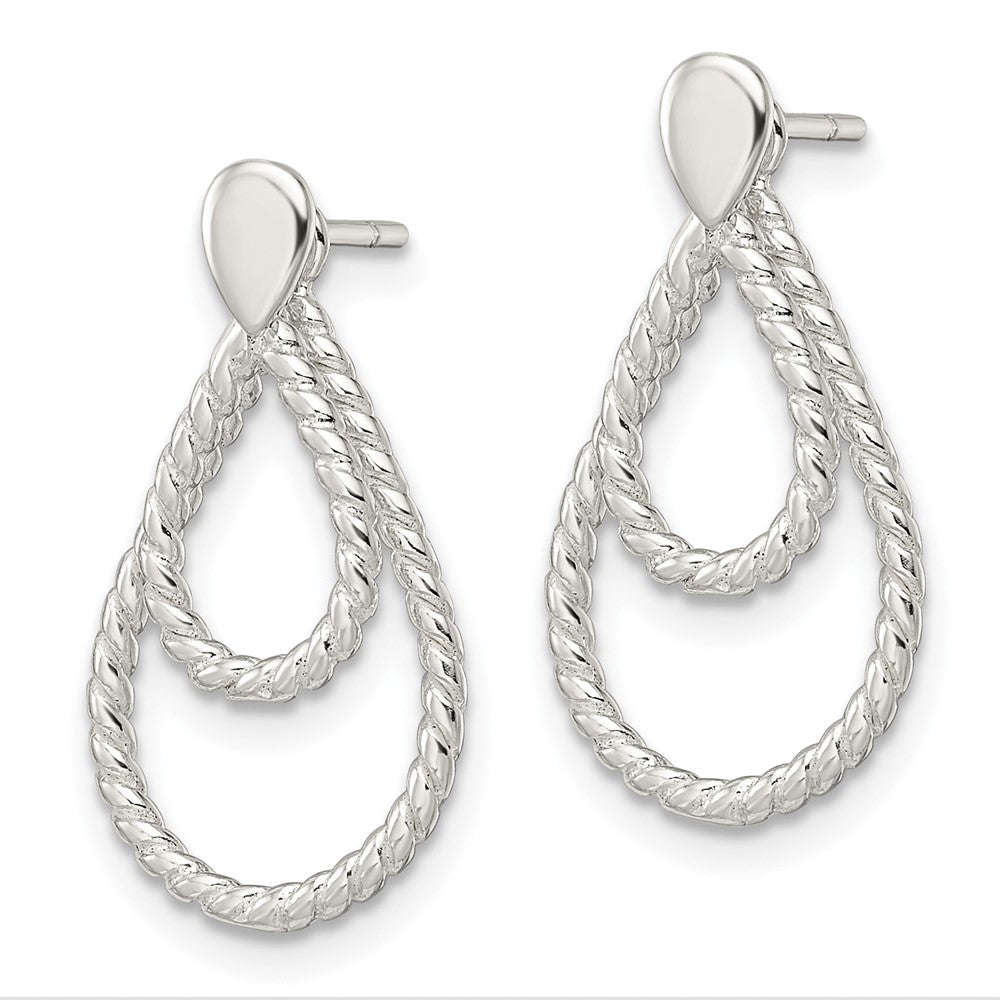 Sterlingsilber mit 2 Tropfen Jacken Knopf Ohrstecker