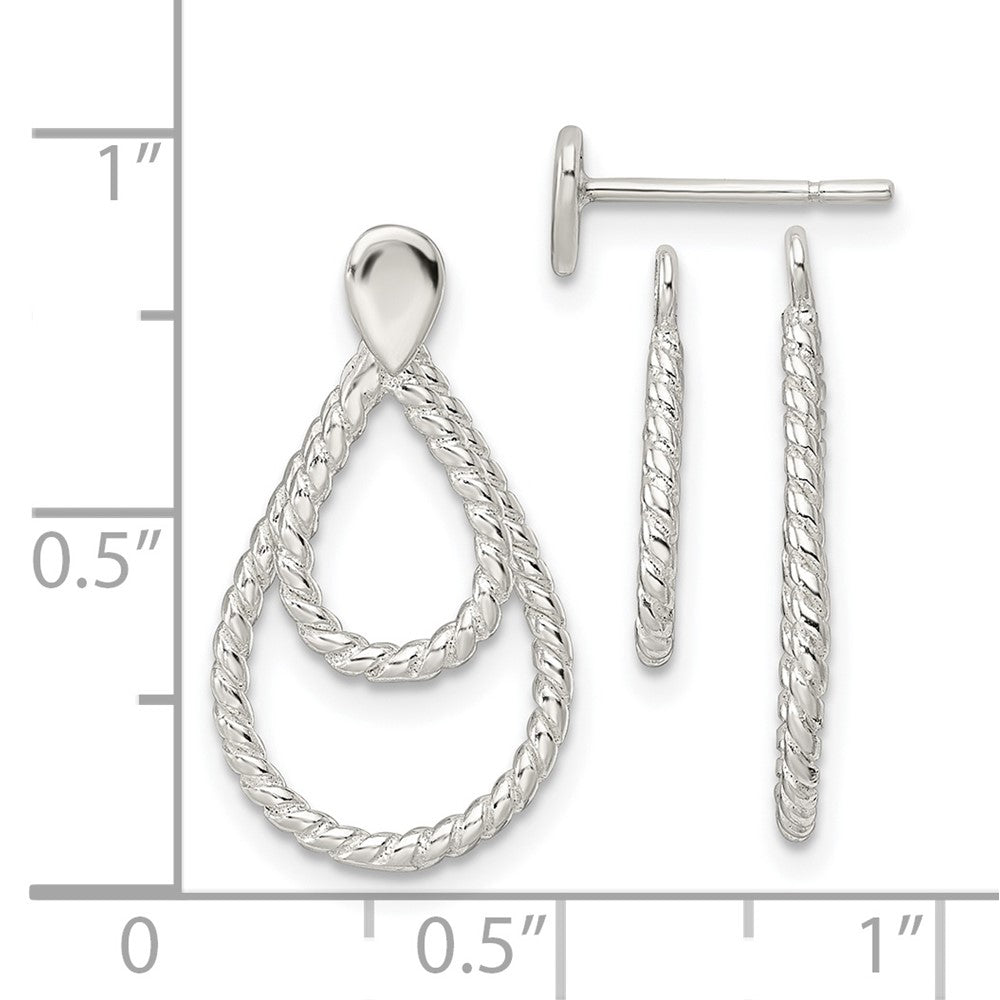 Sterlingsilber mit 2 Tropfen Jacken Knopf Ohrstecker