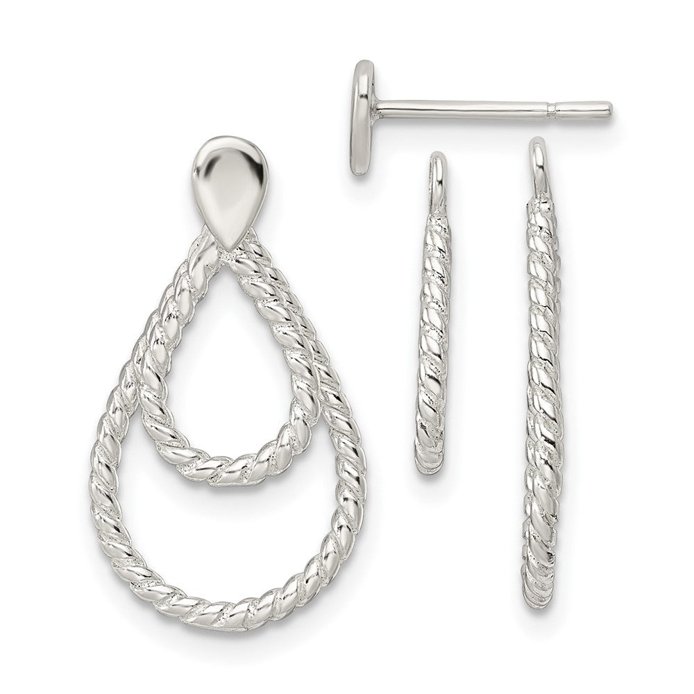 Sterlingsilber mit 2 Tropfen Jacken Knopf Ohrstecker