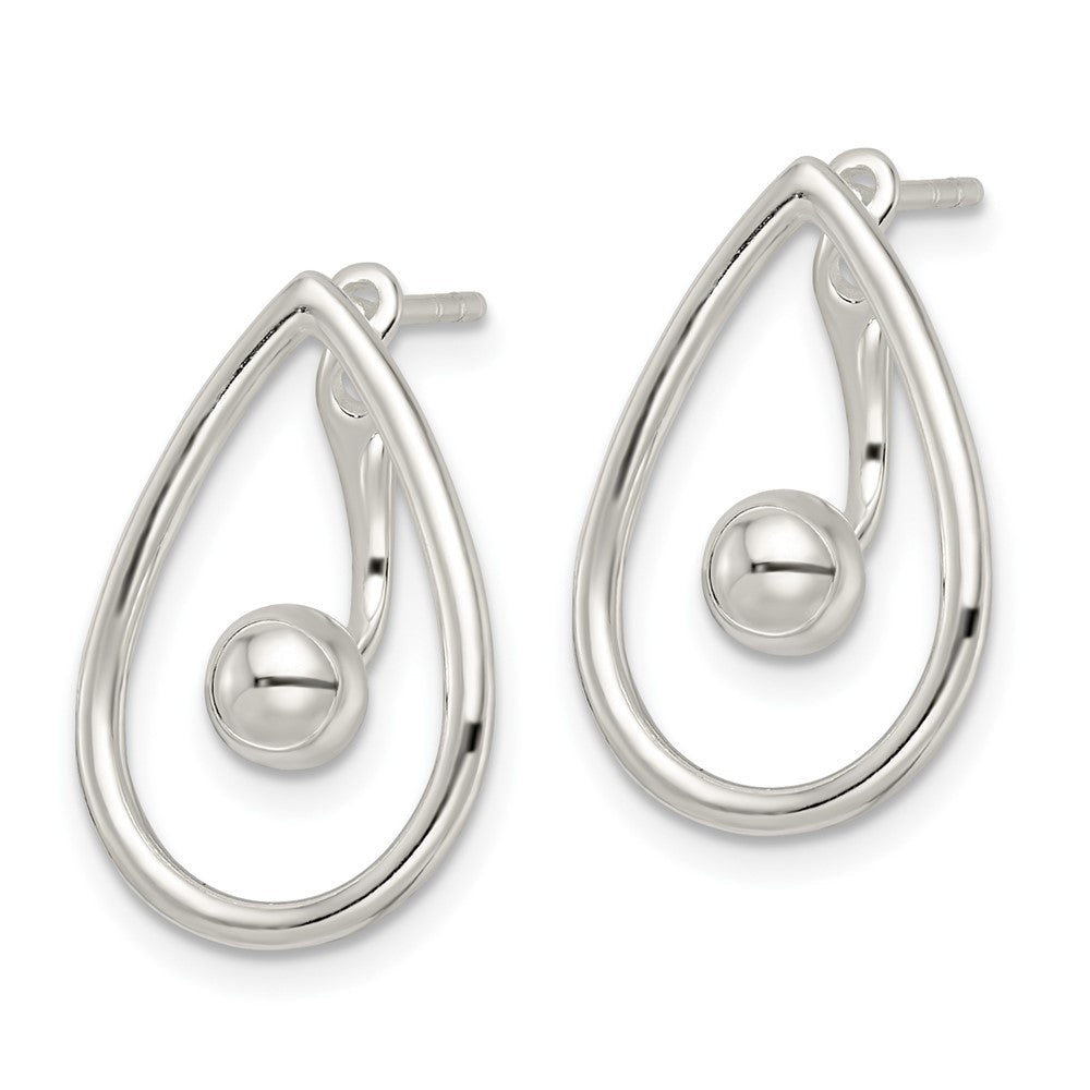 Sterlingsilber Poliert Tropfen mit Tropfen & Hängend Kugel Threader Stecker Earrin