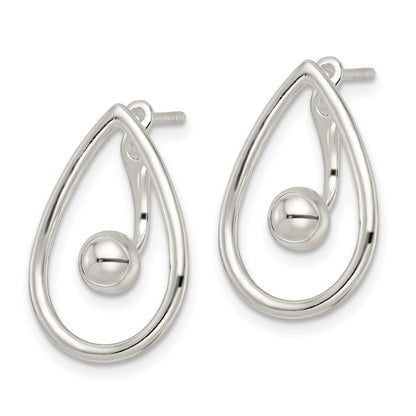 Sterlingsilber Poliert Tropfen mit Tropfen & Hängend Kugel Threader Stecker Earrin