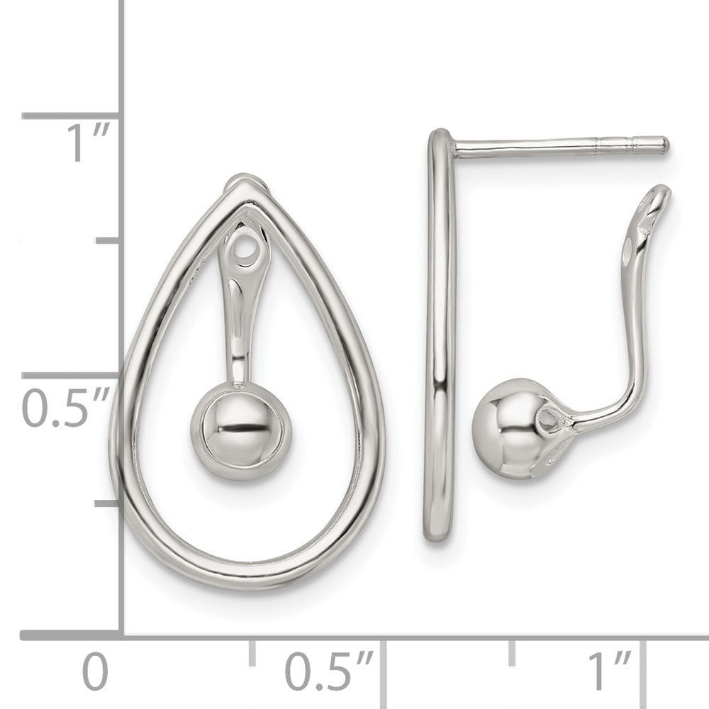 Sterlingsilber Poliert Tropfen mit Tropfen & Hängend Kugel Threader Stecker Earrin